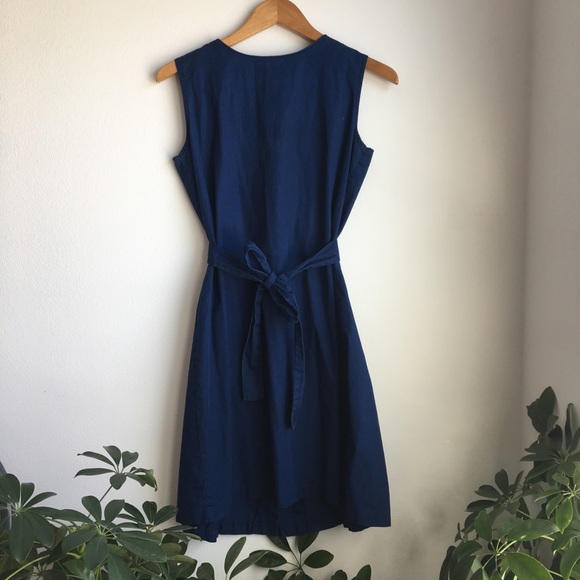 Navy Country & Western Coastal Cowgirl Hand Sewn Tie Waist Dress - Picture 5 of 6